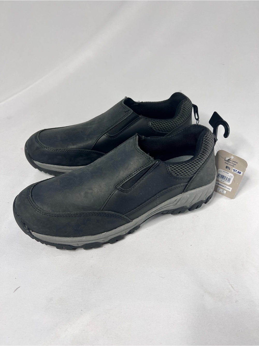 NWT George TRENT Men's Genuine Leather Slip-On Shoes Black Size 9.5 Memory Foam - Picture 3 of 8